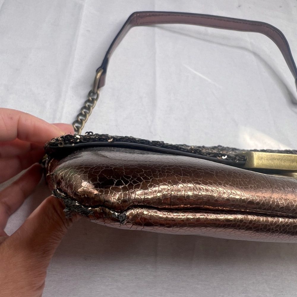 Simply Vera Metallic Bronze/Sequin Clutch/Shoulder Bag - Picture 10 of 15